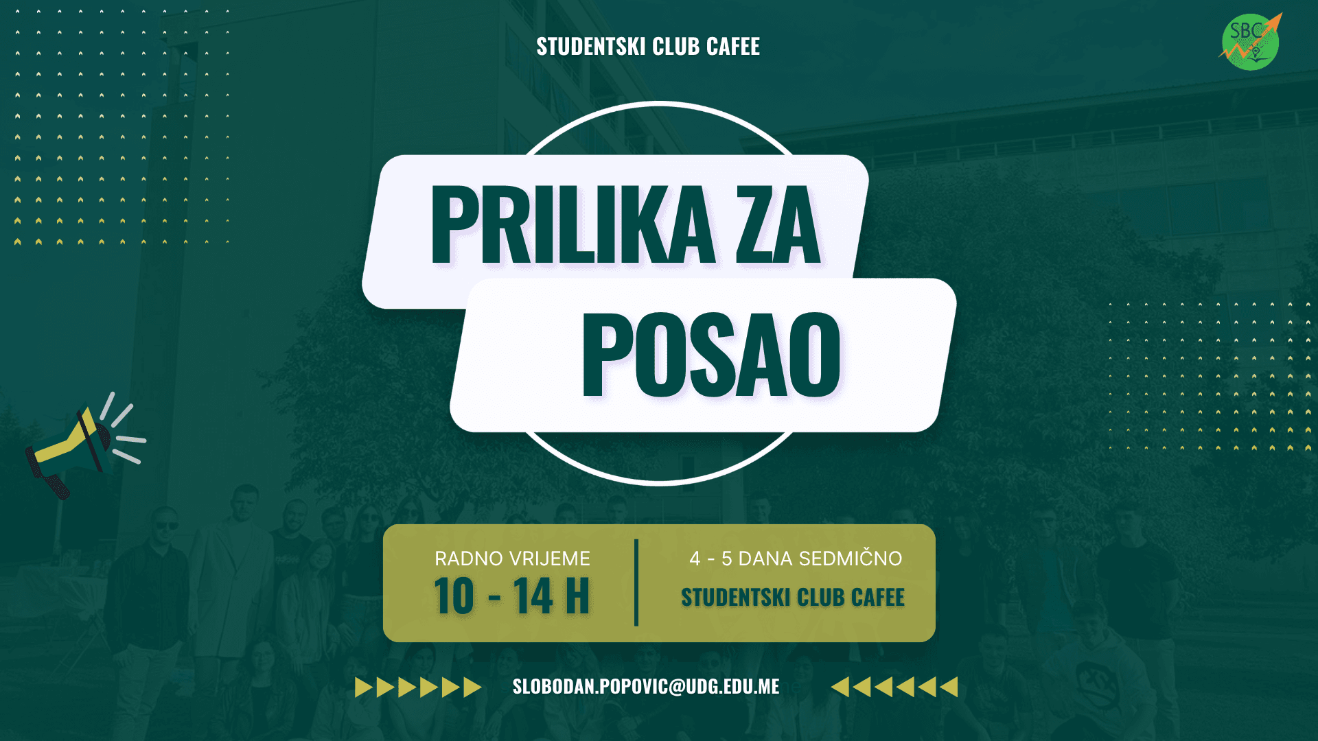 Prilika za posao u Studentskom Club Caffe-u